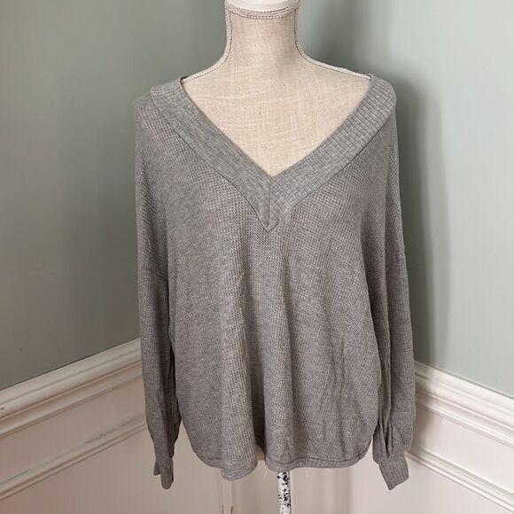 Lulus Personal Record Heather Grey Knit Balloon Sleeve Sweater Top - Picture 4 of 7